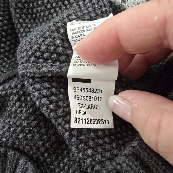 Fair Isle Ski Sweater Mens XXL Gray White Red Nordic Alpine 1/4 Zip Winter Snow - Picture 8 of 9